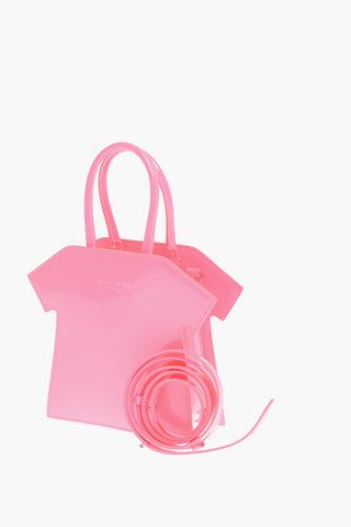 Glossy Handbag with T-shirt Design and Removable Shoulder Strap