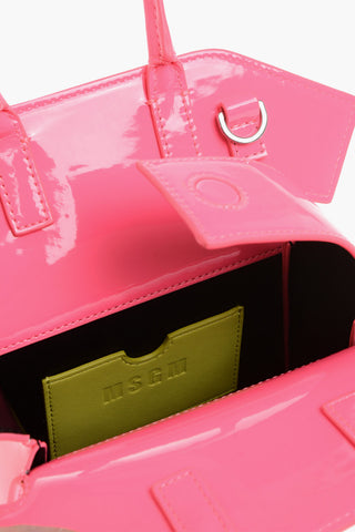 Glossy Handbag with T-shirt Design and Removable Shoulder Strap