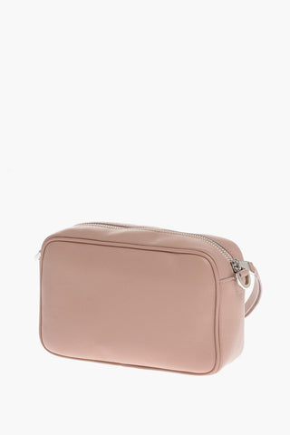 Leather Handbag with Plaque Logo