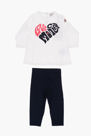 Set T-Shirt a Manica Lunga e Leggings in Cotone Stretch