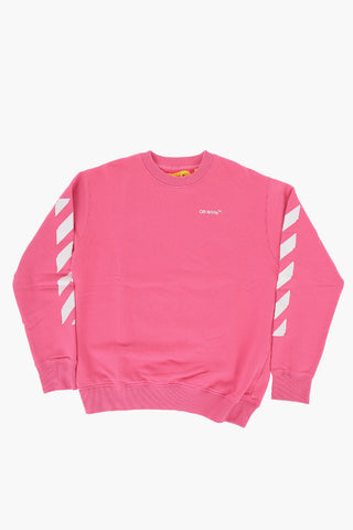 Brushed Cotton Crew-neck Sweatshirt with Printed Contrasting Logo