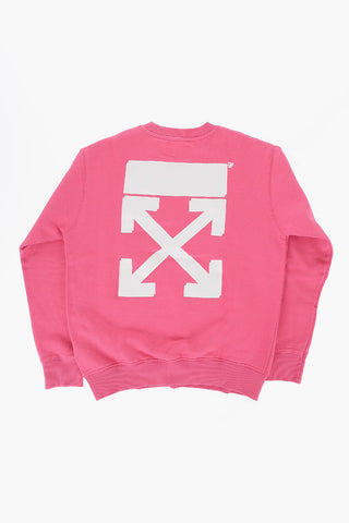 Brushed Cotton Crew-neck Sweatshirt with Printed Contrasting Logo