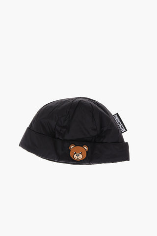 Teddy Bear Embroidered Nylon Neck Warmer and Beanie Set