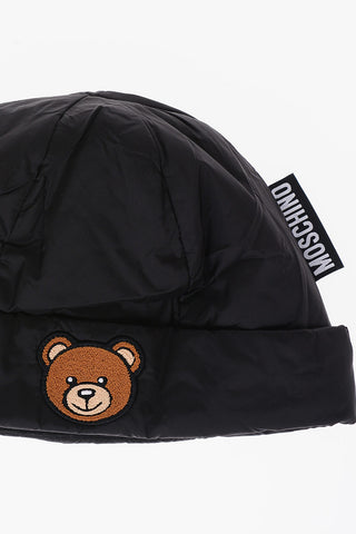 Teddy Bear Embroidered Nylon Neck Warmer and Beanie Set