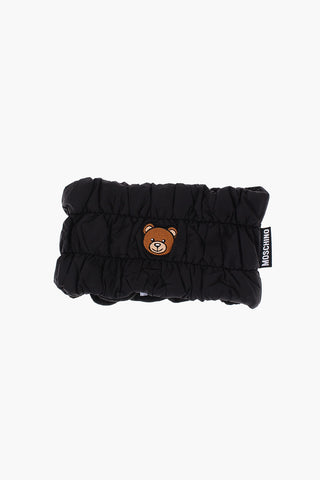 Teddy Bear Embroidered Nylon Neck Warmer and Beanie Set