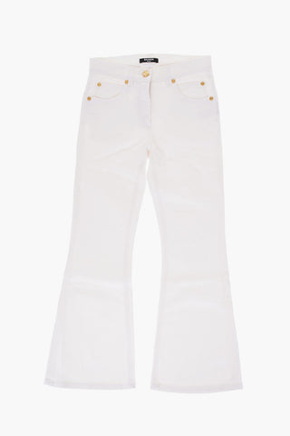 Cotton Twill Jeans with Golden Buttons