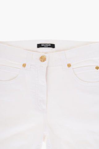 Cotton Twill Jeans with Golden Buttons