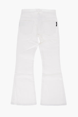 Cotton Twill Jeans with Golden Buttons