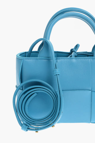 Woven Leather Tote Bag ARCO with Removable Shoulder Strap