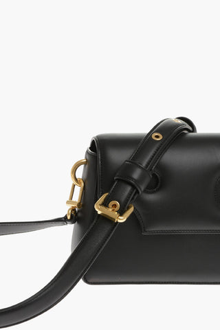 Leather Square Shoulder Bag with Cut-Out Details