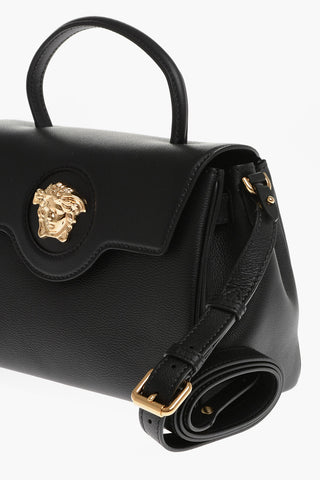 Textured Leather Top Handle Bag with Medusa Closure