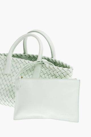 Braided Leather CABAT Tote Bag with Removable Shoulder Strap and Matched Pouch