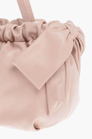 LOVE Borsa a Spalla in Ecopelle con Logo Dorato e Fiocchi Laterali