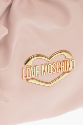 LOVE Borsa a Spalla in Ecopelle con Logo Dorato e Fiocchi Laterali