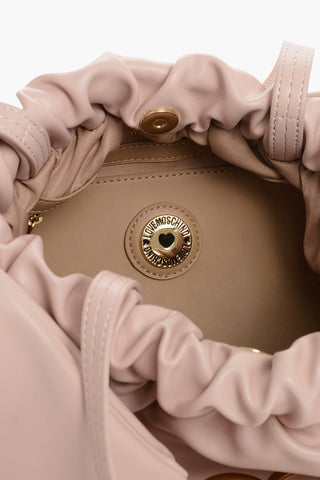 LOVE Borsa a Spalla in Ecopelle con Logo Dorato e Fiocchi Laterali