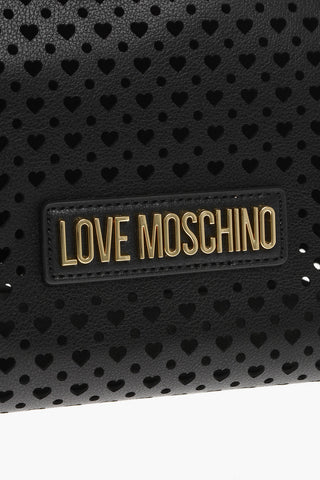 LOVE All-Over Perforated Faux Leather Tote Bag