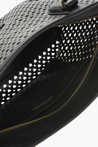 LOVE All-Over Perforated Faux Leather Tote Bag