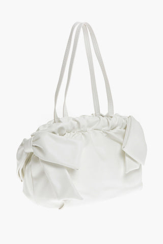 LOVE Faux Leather Shoulder Bag with Maxi Bow Details and Golden Logo