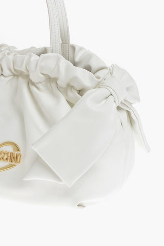 LOVE Faux Leather Shoulder Bag with Maxi Bow Details and Golden Logo