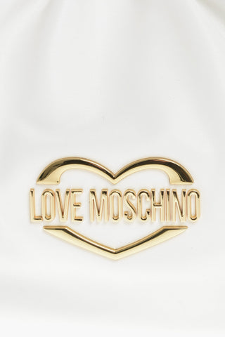 LOVE Faux Leather Shoulder Bag with Maxi Bow Details and Golden Logo