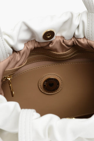 LOVE Faux Leather Shoulder Bag with Maxi Bow Details and Golden Logo