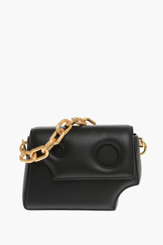 Leather Square Shoulder Bag with Cut-Out Details