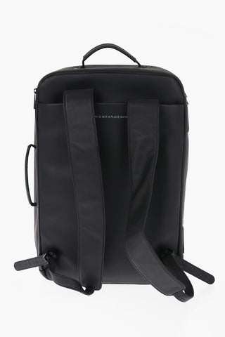 Matt Leather Backpack with Multi Pockets