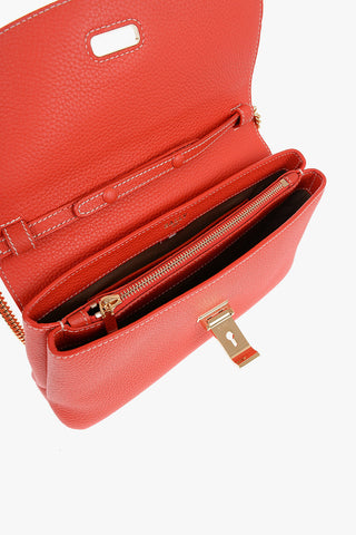 Textured Leather LEENA Bag with Chain Shoulder Strap