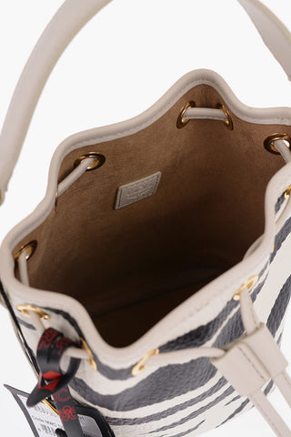 Animal Motif Textured Leather Bucket Bag