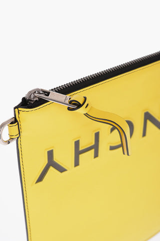 Maxi Pouch in Pelle Bicolore con Logo in Rilievo