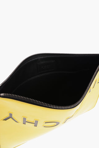 Maxi Pouch in Pelle Bicolore con Logo in Rilievo