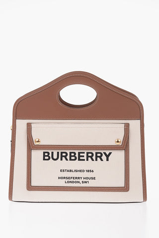 Cotton Tote Bag with Leather Trims