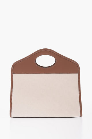 Cotton Tote Bag with Leather Trims