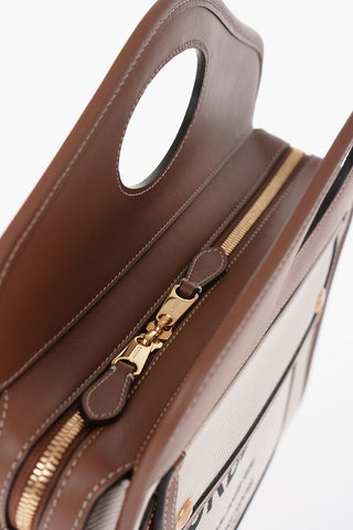 Cotton Tote Bag with Leather Trims