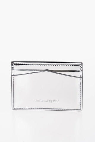 Mirrored Leather Card Holder with Skull Detail