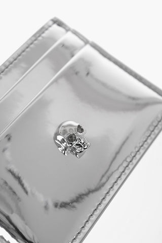 Mirrored Leather Card Holder with Skull Detail