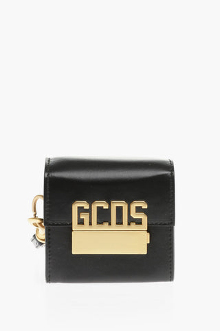 Leather Bracelet Bag with Golden Logo