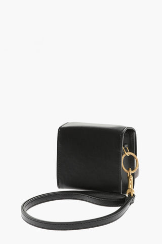 Leather Bracelet Bag with Golden Logo