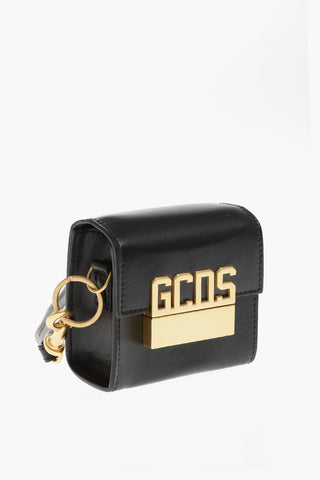 Leather Bracelet Bag with Golden Logo