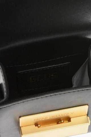 Leather Bracelet Bag with Golden Logo