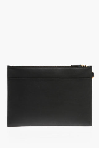 Leather Maxi Pouch with Golden Detail
