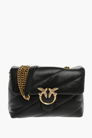 Quilted Leather Crossbody Bag with Iconic Golden Buckle
