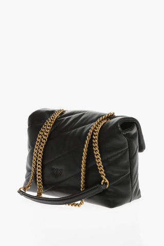 Quilted Leather Crossbody Bag with Iconic Golden Buckle