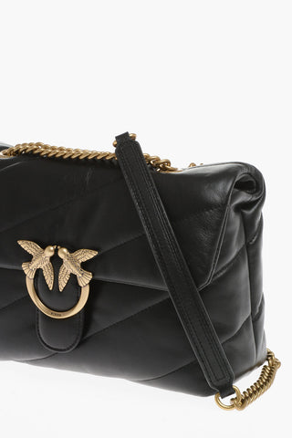 Quilted Leather Crossbody Bag with Iconic Golden Buckle