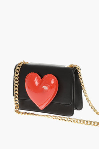 COUTURE! Leather Crossbody Bag with Inflatable Heart and Golden Chain