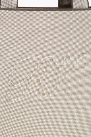 Canvas Tote Bag with Leather Trims and Embossed Logo