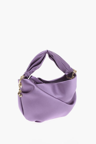 Satin BONNY Bag with Decorative Draping and Chain Shoulder Strap
