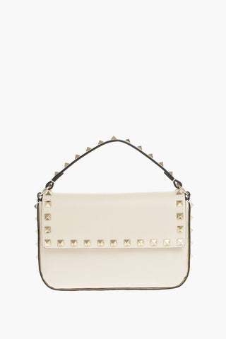 GARAVANI Leather ROCKSTUD Handbag with Studs and Removable Shoulder Strap