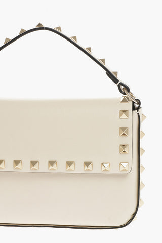 GARAVANI Leather ROCKSTUD Handbag with Studs and Removable Shoulder Strap