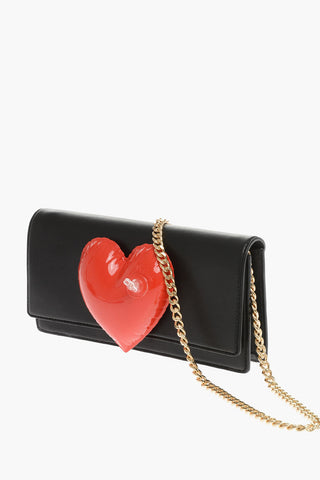 COUTURE! Leather Clutch with Inflatable Heart and Removable Chain Shoulder Strap